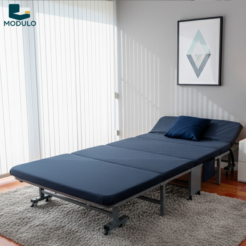 Giường gấp gọn xanh than