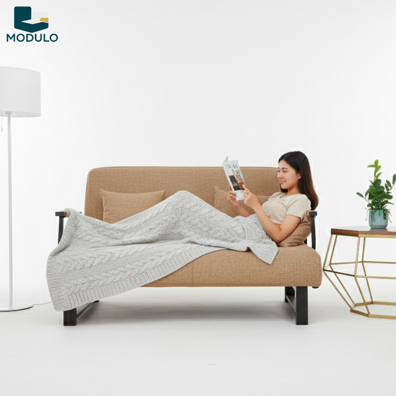 Sofa gấp gọn be nâu - Ảnh 5