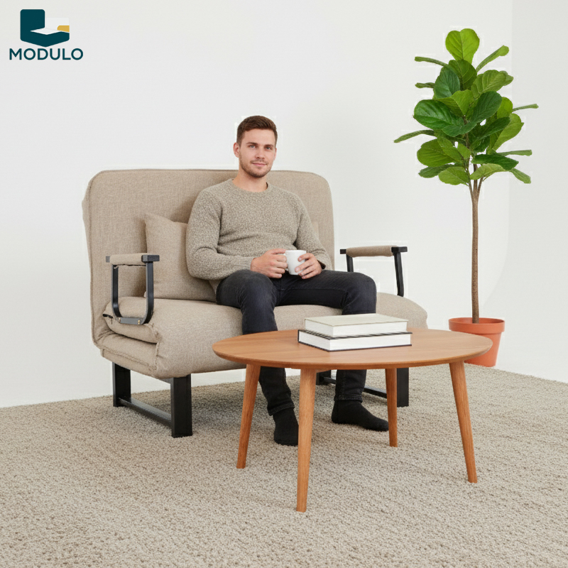 Sofa gấp gọn be xám - Ảnh 4